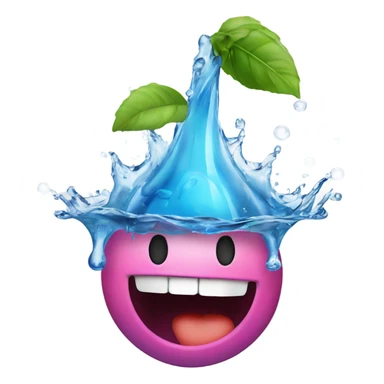 Person sticking tounge out with water splash fruit sticker