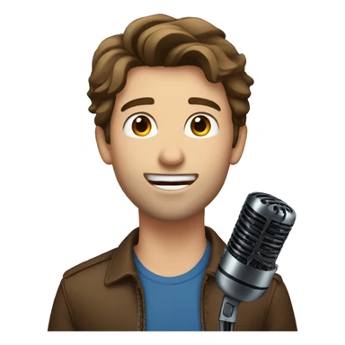 handsome guy with brown hair and blue eyes singing into the microphone sticker