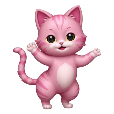 chibi anime pink cat dancing sticker