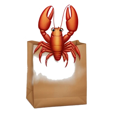 Crawfish looking out of a paper bag sticker