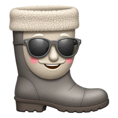 A cute traditional Russian felt boot (valenok) with a smiling face, wearing sunglasses and looking cool sticker