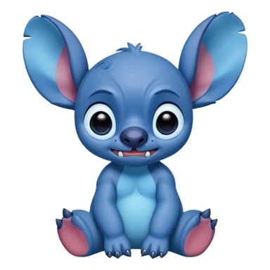 sad stitch full body and cute animated and looks like from the Disney movie lilo and stitch sticker
