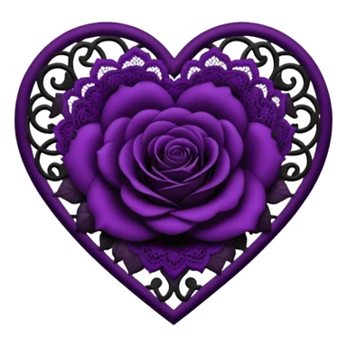 gothic heart with deep purple lace and black rose sticker
