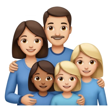 Happy family of 5: mom, dad, two sisters and brother sticker