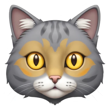 A gray cat with yellow eyes named max he is very cute and has a white spot on his neck sticker