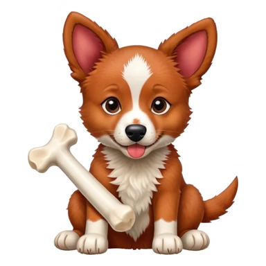 Red heeler puppy with bone in mouth sticker