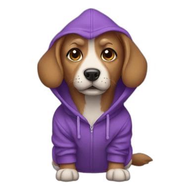dog with purple hoodie sticker