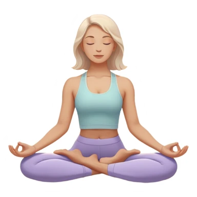 A peaceful person practicing yoga on a calm beach at sunrise, in a serene meditative pose. Soft pastel colors surround the scene, with gentle waves in the background and smooth, flowing lines representing balance and tranquility. The atmosphere feels centered and mindful. sticker