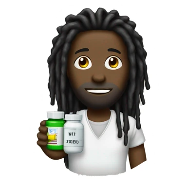 black why with dreads holding medicine capsule sticker