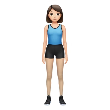 person standing with legs apart, wearing three-point shorts and black pantyhose sticker