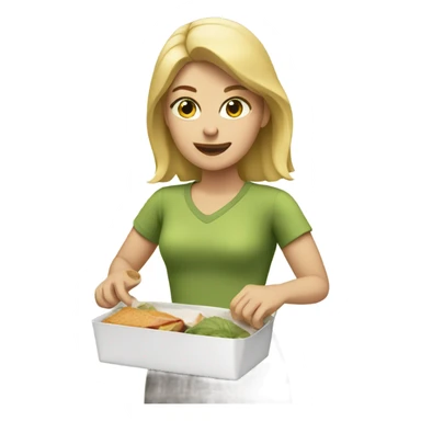 Blonde woman packing a lunch sticker