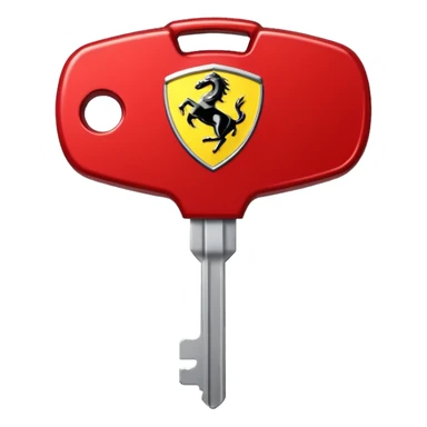 red Ferrari key with a white background sticker