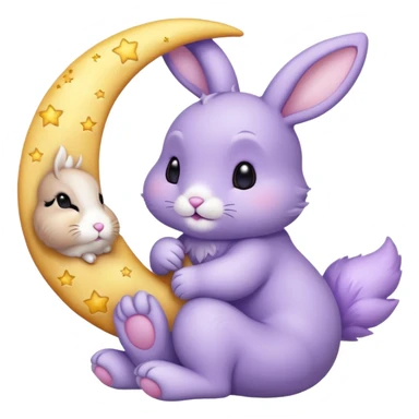 Lavender bunny holding a moon 🌙 🐰 sticker