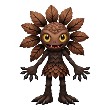 A flower like a monster with arms and legs, the body is a little bit black and the another bit brown like a demogorgon sticker