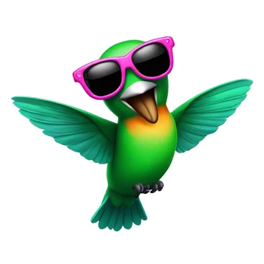 Humming bird with sunglasses and finger guns  sticker