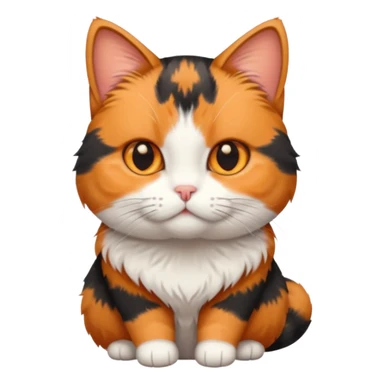 calico cat with small head, hazel eyes, and short but chubby body sticker
