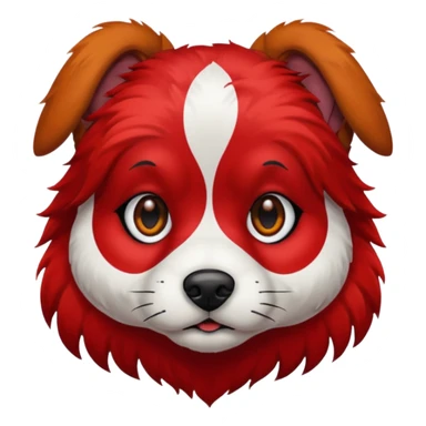 dog with very inked face and red hair sticker