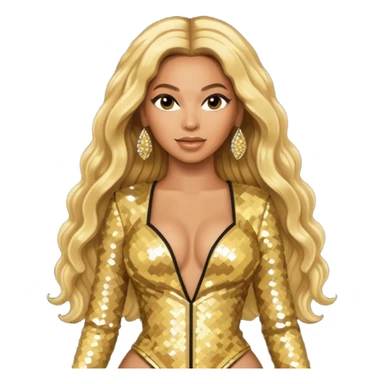 Beyonce with long blonde hair, gold sequin tour outfit  sticker
