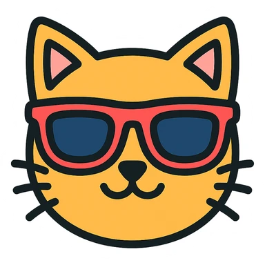 cat wearing sunglasses color icon sticker