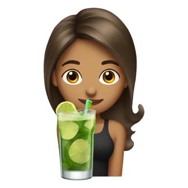 Women drinks mojito brown hair sticker