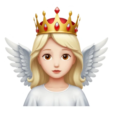 an angel with a red crown on his head, 4 wings sticker