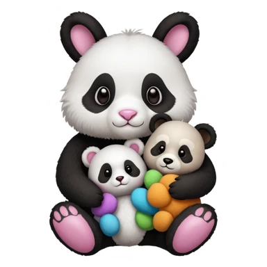 Cute bunny or panda and teddy with colourful magical background  sticker