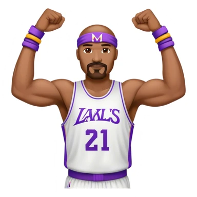Karl Malone style basketball player with two large wristbands, goatee, and large muscles.  sticker