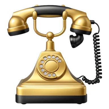 One single Gold and black phone icon, png, no background, no border sticker