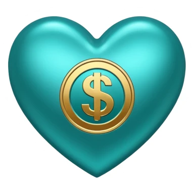 Teal heart with dollar signs sticker