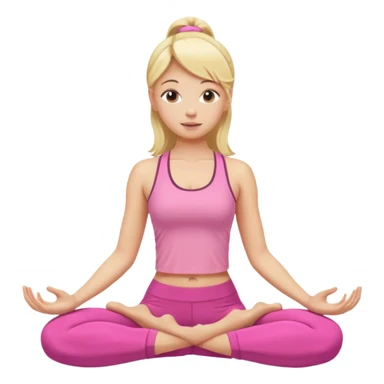 blonde girl doing yoga wearing pink sticker