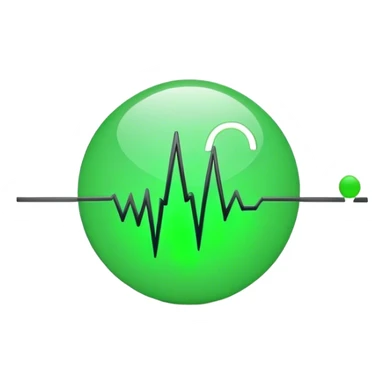 green dot with ECG heartbeat line. dot, not heart sticker