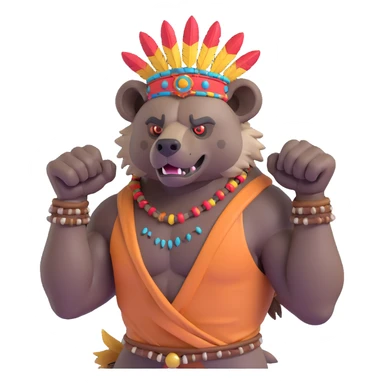 A native strong buff hyena with war bonnet flexing posing  sticker