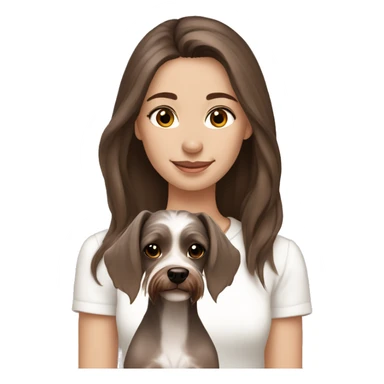 Brown hair girl with brown eyes, beautiful with hairless Chinese crested dog  sticker