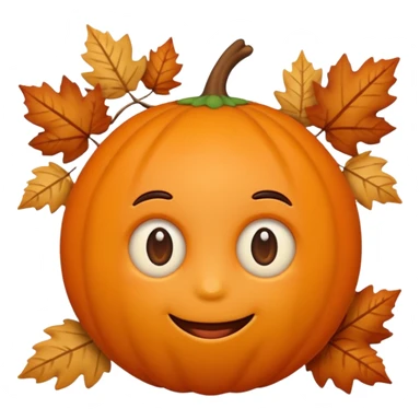 A cute 3D emoji autumn leaves around it, cozy fall colors (orange, brown, beige), playful and modern style, glossy finish, minimalistic but expressive, symbolizing a Fall Reading Challenge. sticker