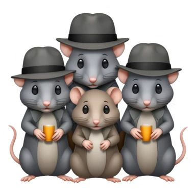 A group of three rats huddled together wearing fedoras  sticker