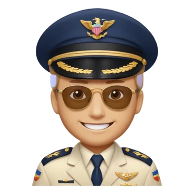 Slack-style emoji of a pilot wearing a navy captain hat going on a vacation sticker