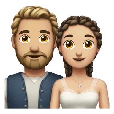 A man with dark brown hair and a beard married to a long brown haired women with pig tail braids  sticker