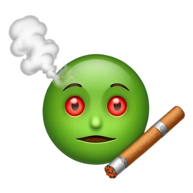 Emoji with red eyes smoking a blunt sticker