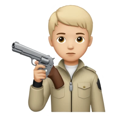 boy with an Edgar haircut holding a gun, side view sticker
