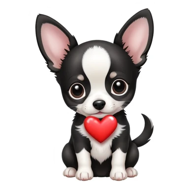 Black and white chihuhua with a heart cute sticker