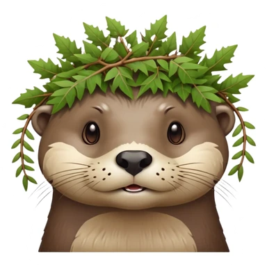 confused otter face with thorny brambles directly wrapped around its head, no crown shape, just thorny branches encircling the face sticker