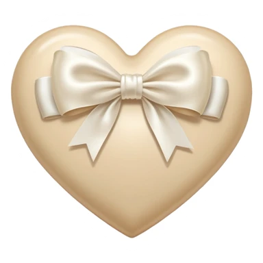 light beige heart with white bow sticker