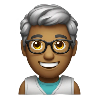 A nerd with glasses and big teeths and with a finger  sticker