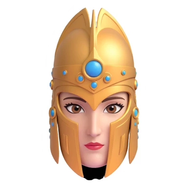 3D avatar of Athena, close-up face, wearing a crested helmet, intelligent eyes, ancient Greek style sticker
