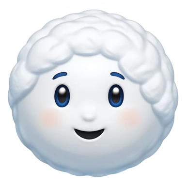 fluffy cold snowball with smooth wind-like trail of white and blue showing motion, modern iOS emoji style minimal rounded soft shadows gentle highlights sticker