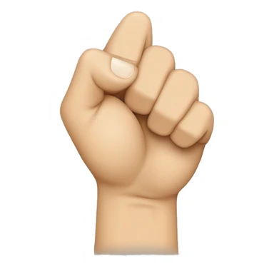 making a fist with the hand, then tucking the thumb between the index and middle fingers. Specifically, the thumb is placed so that it is sandwiched between the two fingers, with its tip partially protruding from the opposite side of the fist sticker