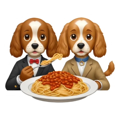 American Cocker Spaniel and Mongrel Eat Spaghetti Between Them sticker