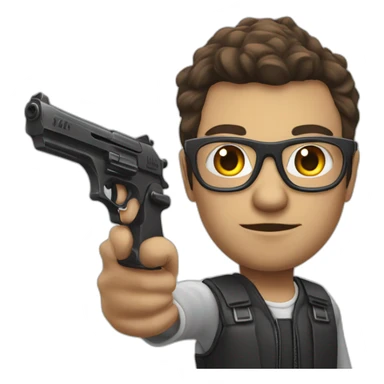 Un mec chauve à lunettes avec un Gun sticker