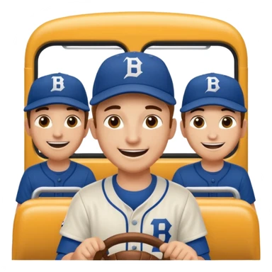 autobus de equipo llevando a egnte de basebal  y un chofer con b en la gorra sticker