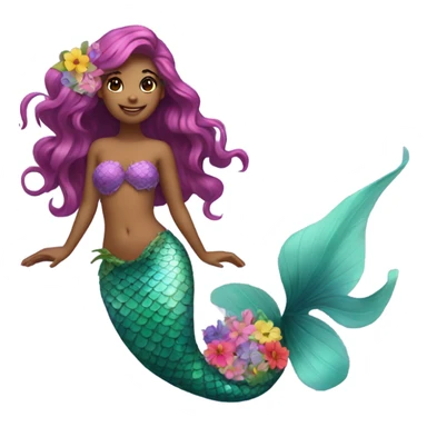A pretty mermaid with flowers  sticker